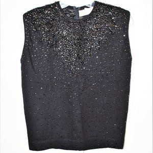Vintage Hong Kong Beaded Sleeveless Sweater – Size 38